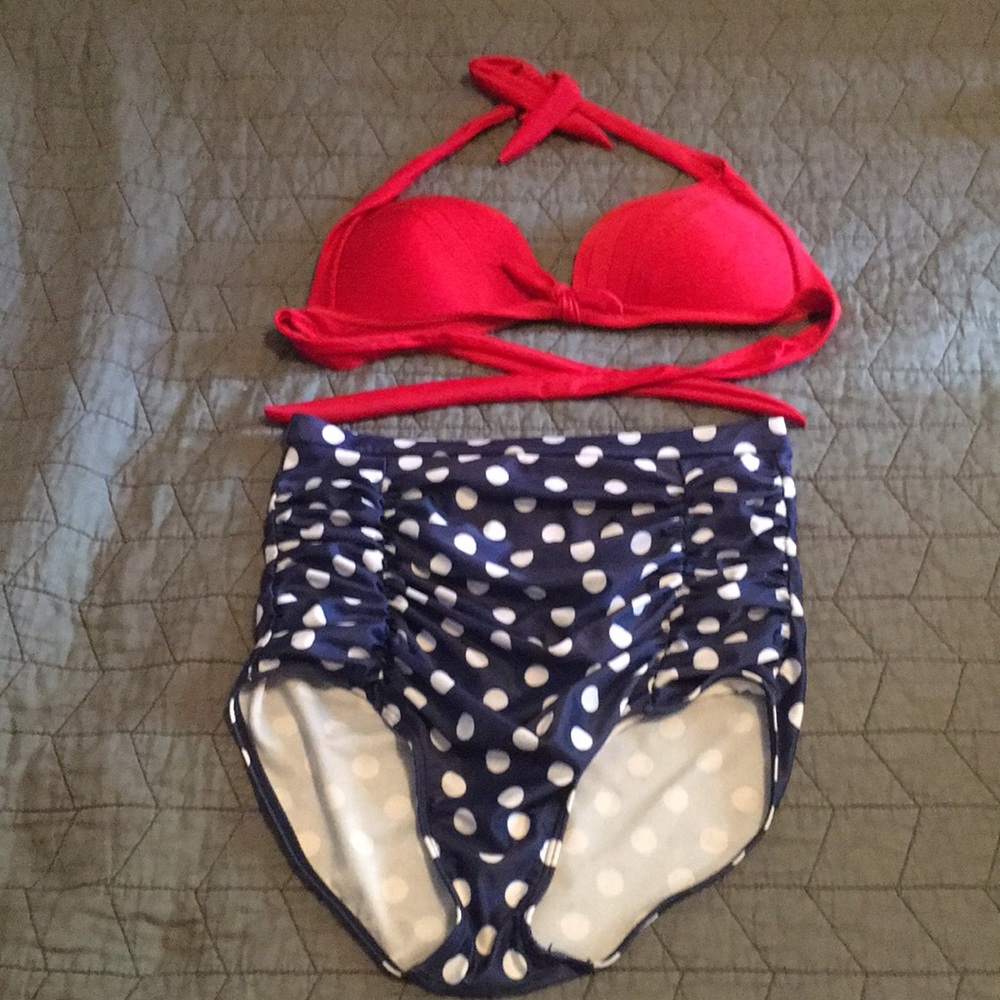 Retro Pin-Up Style High Waisted Bikini-M
